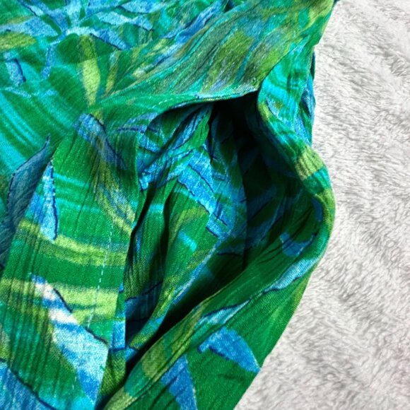 Key Lime Pie Womens Tropical Leaf Print Wide Leg Pants Size Medium Green Summer - Picture 8 of 11